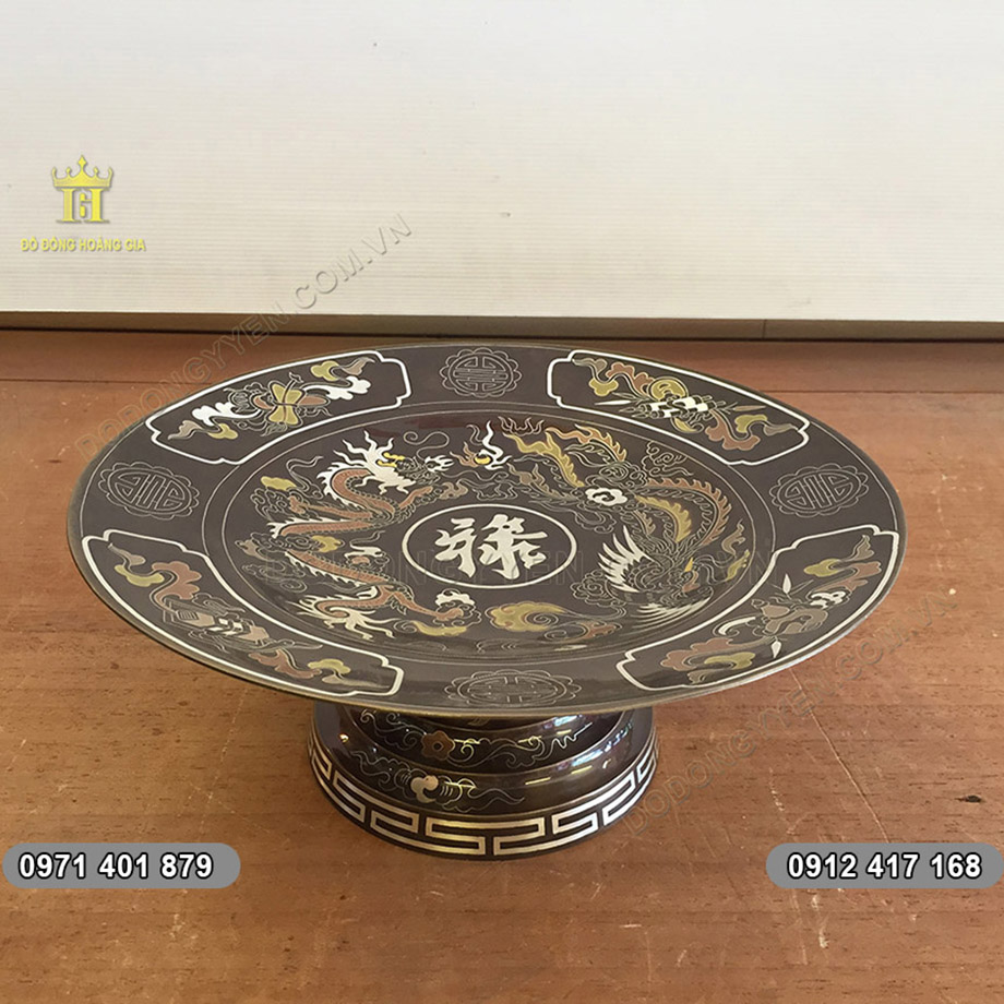 M&acirc;m Bồng Hoa Quả bằng đồng khảm v&agrave;ng bạc